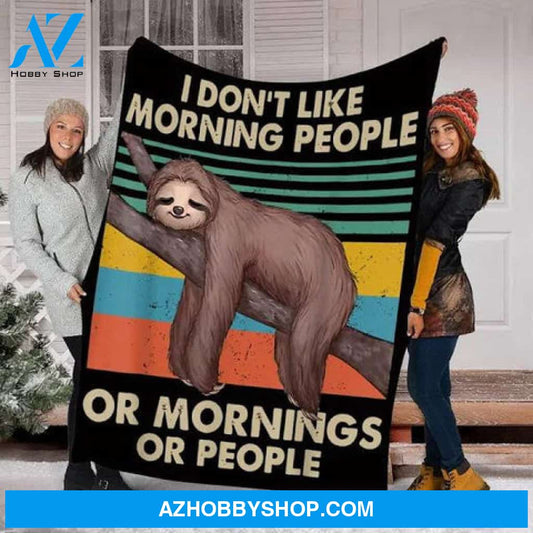 Tee4lives, Customs Blanket Sloth I Don't Like Morning People Blanket - Fleece Blanket, Large