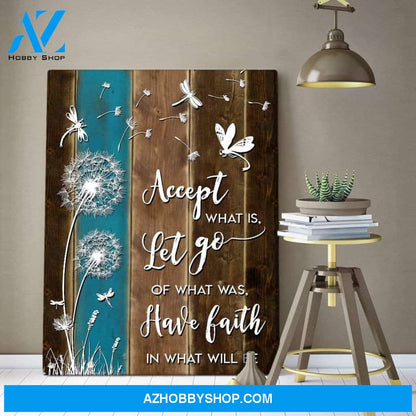 Teemodel Accept What Is Let Go Dragonfly Wall Art Canvas