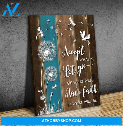 Teemodel Accept What Is Let Go Dragonfly Wall Art Canvas
