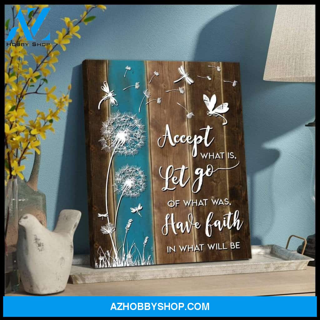 Teemodel Accept What Is Let Go Dragonfly Wall Art Canvas