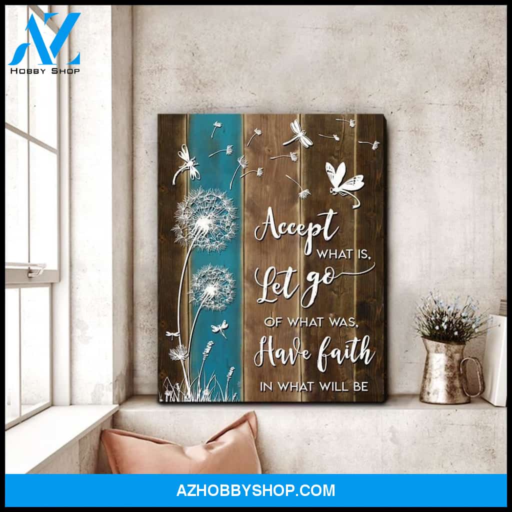 Teemodel Accept What Is Let Go Dragonfly Wall Art Canvas