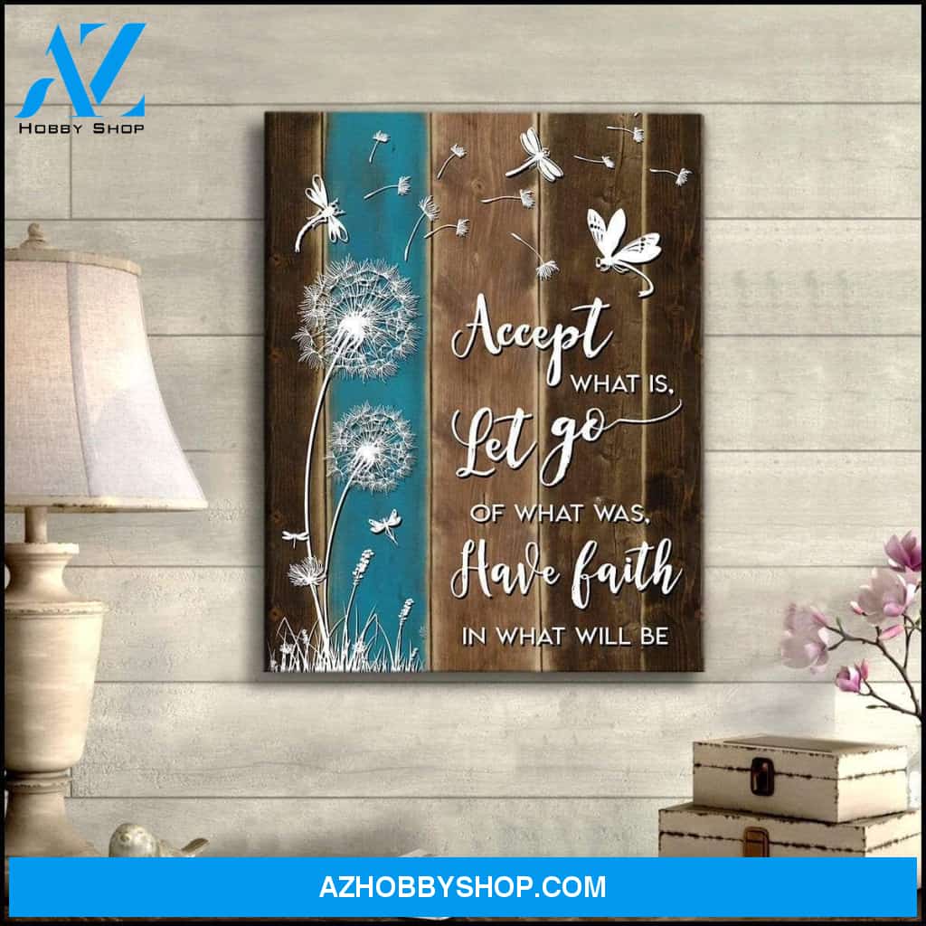 Teemodel Accept What Is Let Go Dragonfly Wall Art Canvas