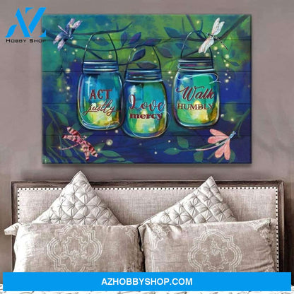 Teemodel Act Justly Dragonfly Wall Art Canvas