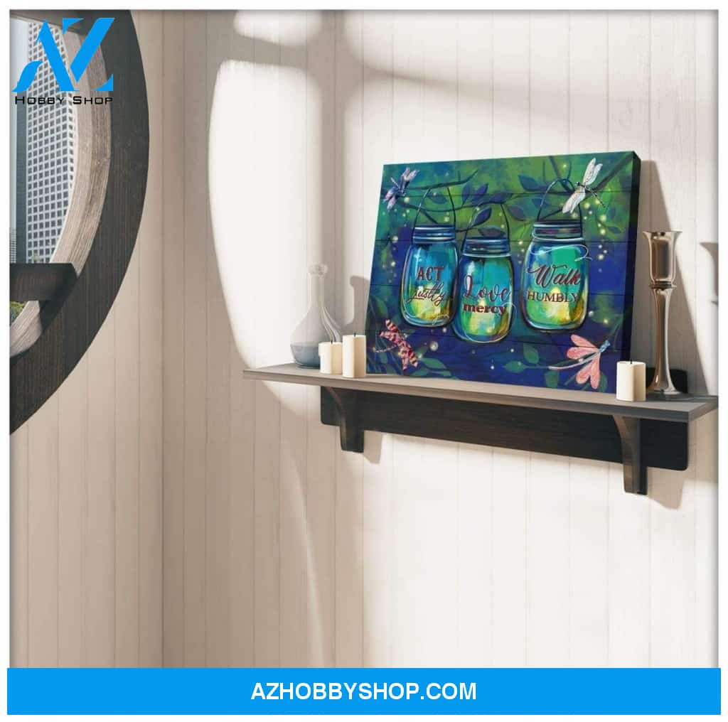 Teemodel Act Justly Dragonfly Wall Art Canvas