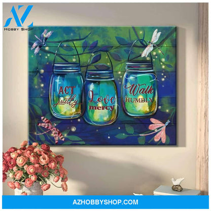 Teemodel Act Justly Dragonfly Wall Art Canvas