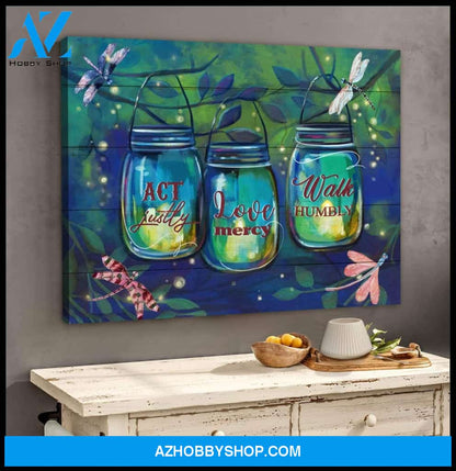 Teemodel Act Justly Dragonfly Wall Art Canvas