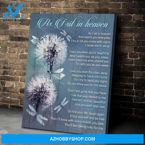 Teemodel As I Sit In Heaven Dandelion Dragonfly Wall Art Canvas