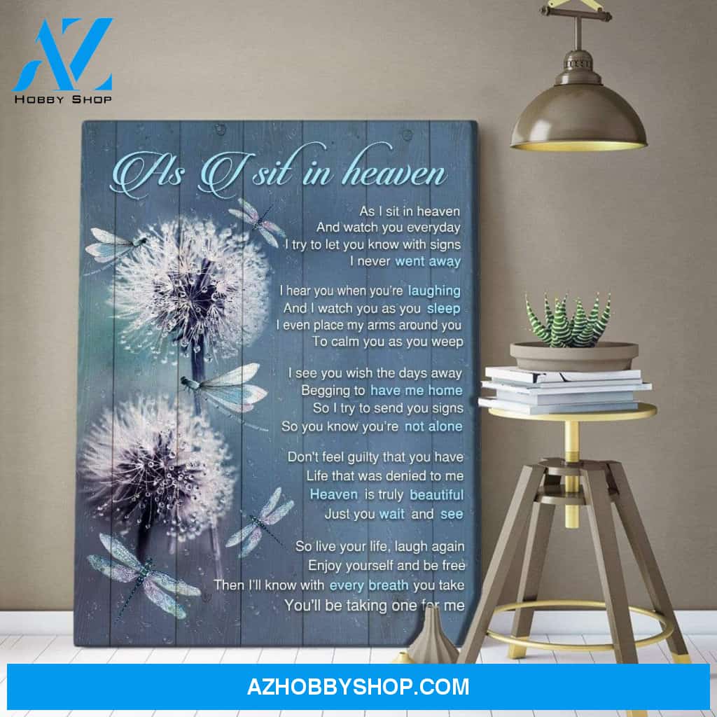 Teemodel As I Sit In Heaven Dandelion Dragonfly Wall Art Canvas