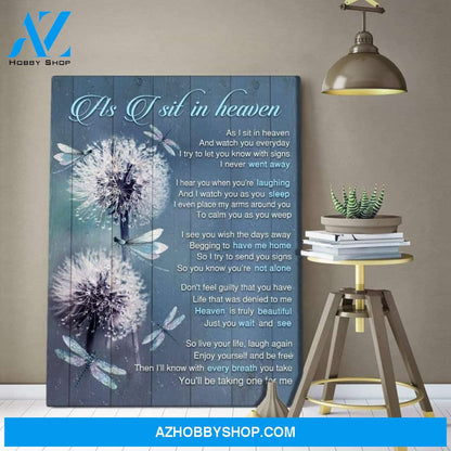 Teemodel As I Sit In Heaven Dandelion Dragonfly Wall Art Canvas