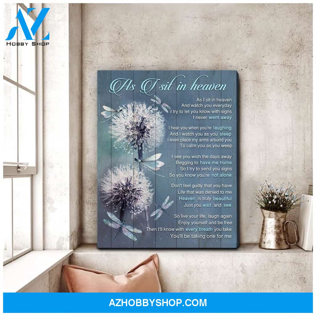 Teemodel As I Sit In Heaven Dandelion Dragonfly Wall Art Canvas