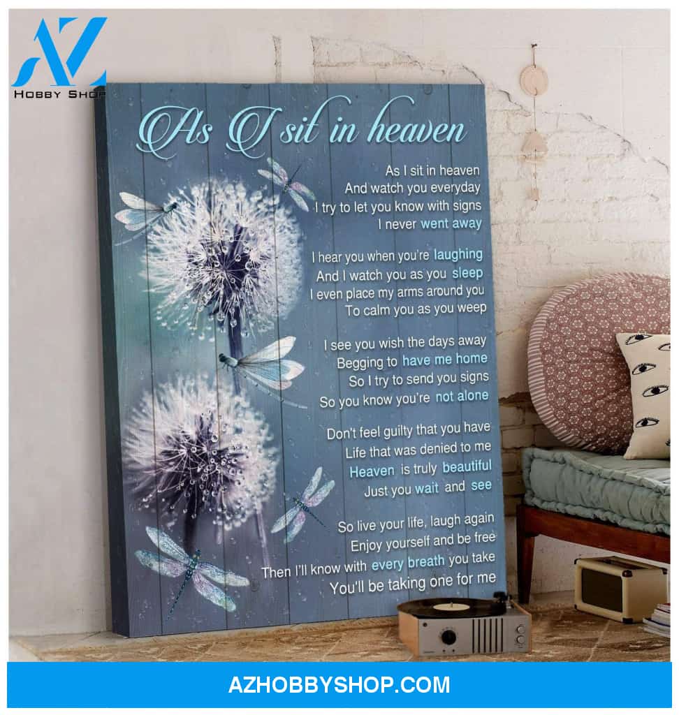 Teemodel As I Sit In Heaven Dandelion Dragonfly Wall Art Canvas