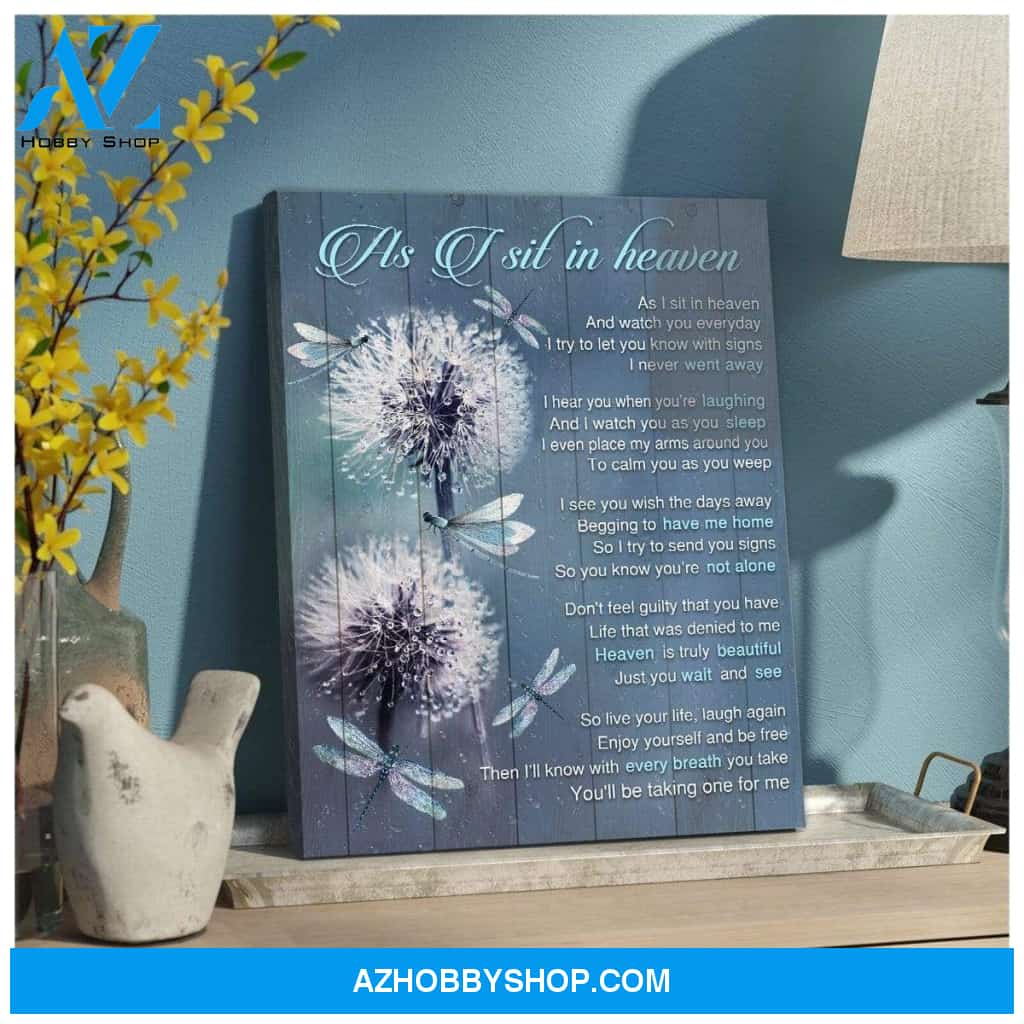 Teemodel As I Sit In Heaven Dandelion Dragonfly Wall Art Canvas