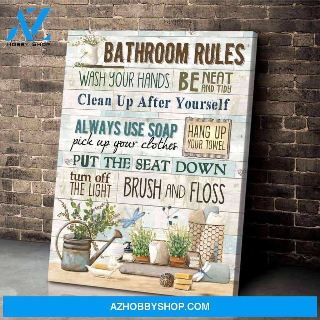 Teemodel Bathroom Rules Dragonfly Wall Art Canvas