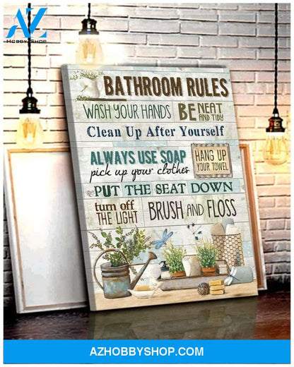 Teemodel Bathroom Rules Dragonfly Wall Art Canvas