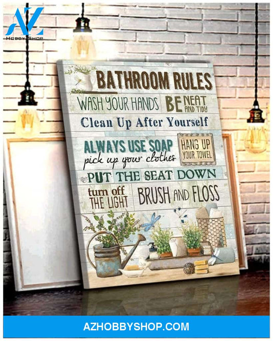 Teemodel Bathroom Rules Dragonfly Wall Art Canvas