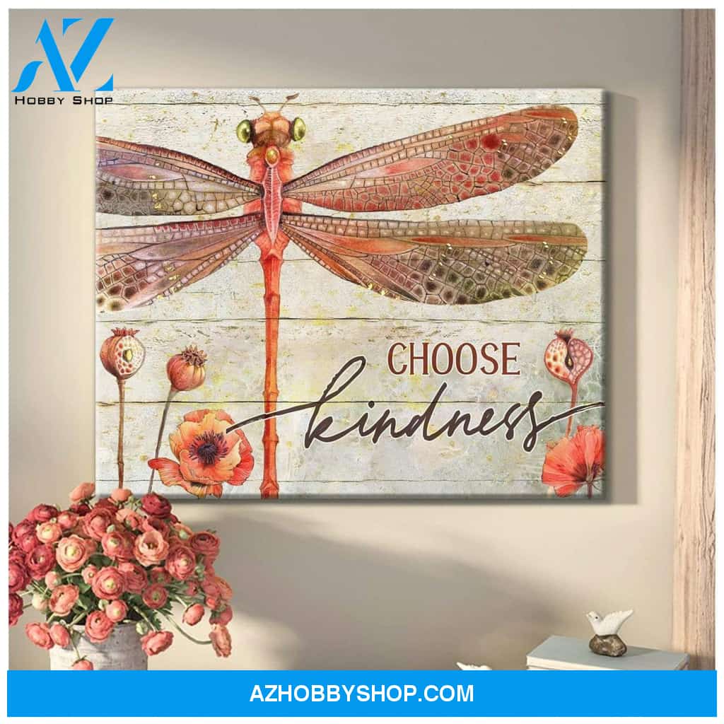 Teemodel Choose Kindness Dragonfly Wall Art Canvas