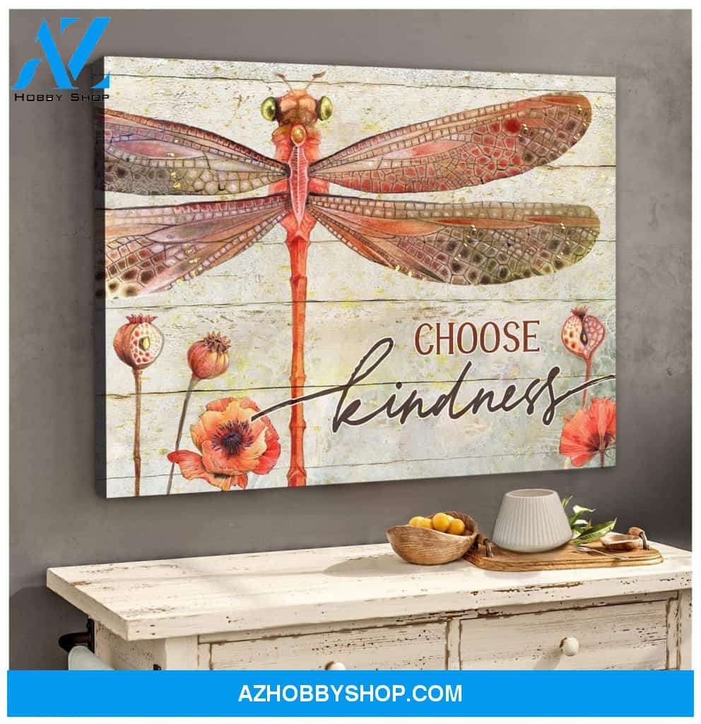 Teemodel Choose Kindness Dragonfly Wall Art Canvas