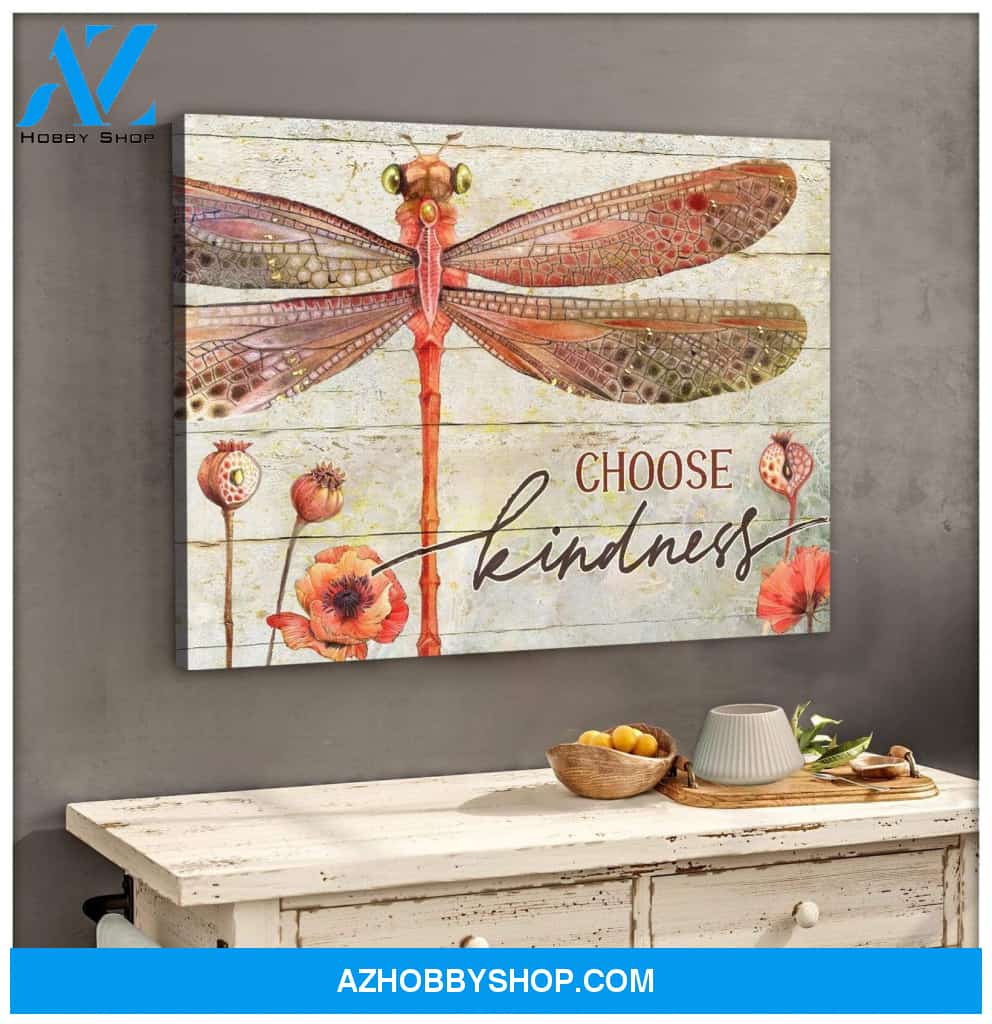 Teemodel Choose Kindness Dragonfly Wall Art Canvas