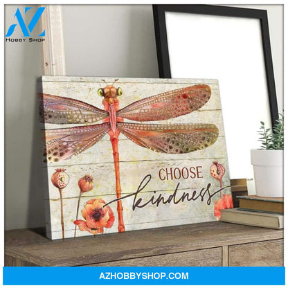 Teemodel Choose Kindness Dragonfly Wall Art Canvas
