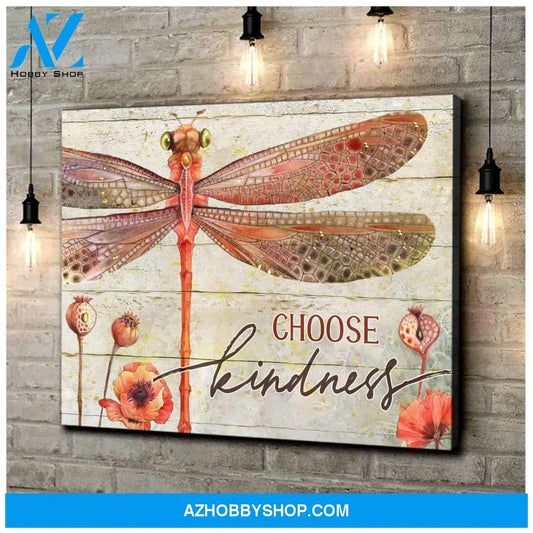 Teemodel Choose Kindness Dragonfly Wall Art Canvas