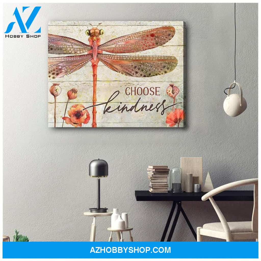 Teemodel Choose Kindness Dragonfly Wall Art Canvas