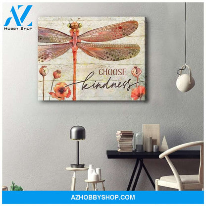 Teemodel Choose Kindness Dragonfly Wall Art Canvas