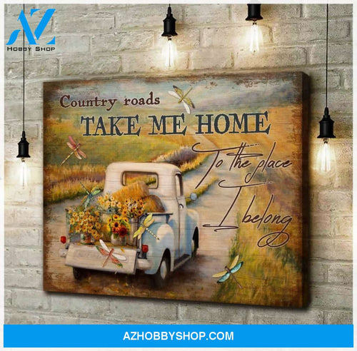 Teemodel Country Road Dragonfly Wall Art Canvas