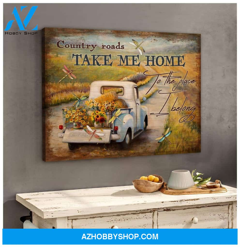 Teemodel Country Road Dragonfly Wall Art Canvas