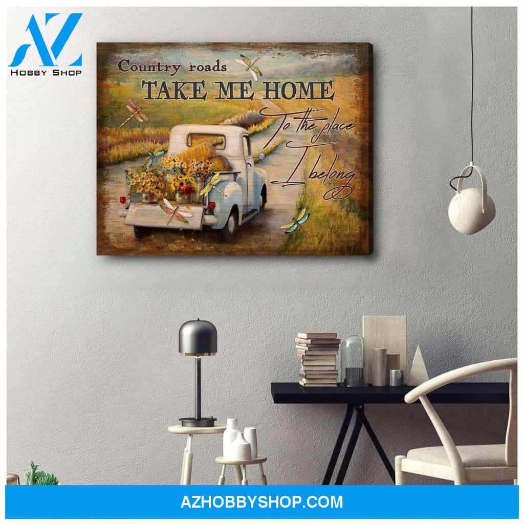 Teemodel Country Road Dragonfly Wall Art Canvas