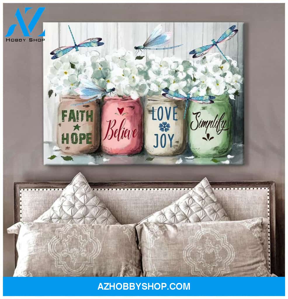 Teemodel Faith Dragonfly Wall Art Canvas