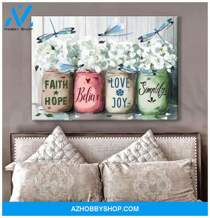 Teemodel Faith Dragonfly Wall Art Canvas