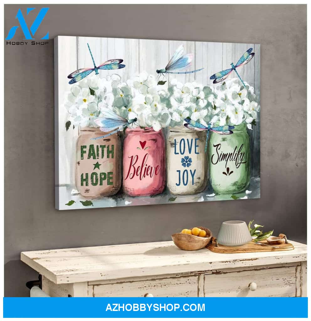 Teemodel Faith Dragonfly Wall Art Canvas