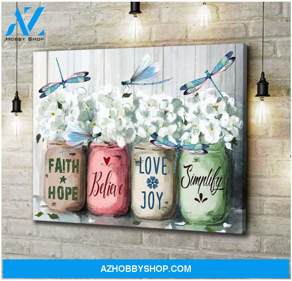 Teemodel Faith Dragonfly Wall Art Canvas
