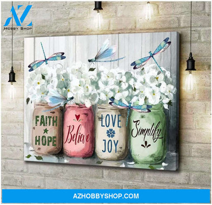 Teemodel Faith Dragonfly Wall Art Canvas
