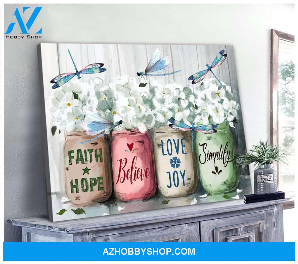Teemodel Faith Dragonfly Wall Art Canvas
