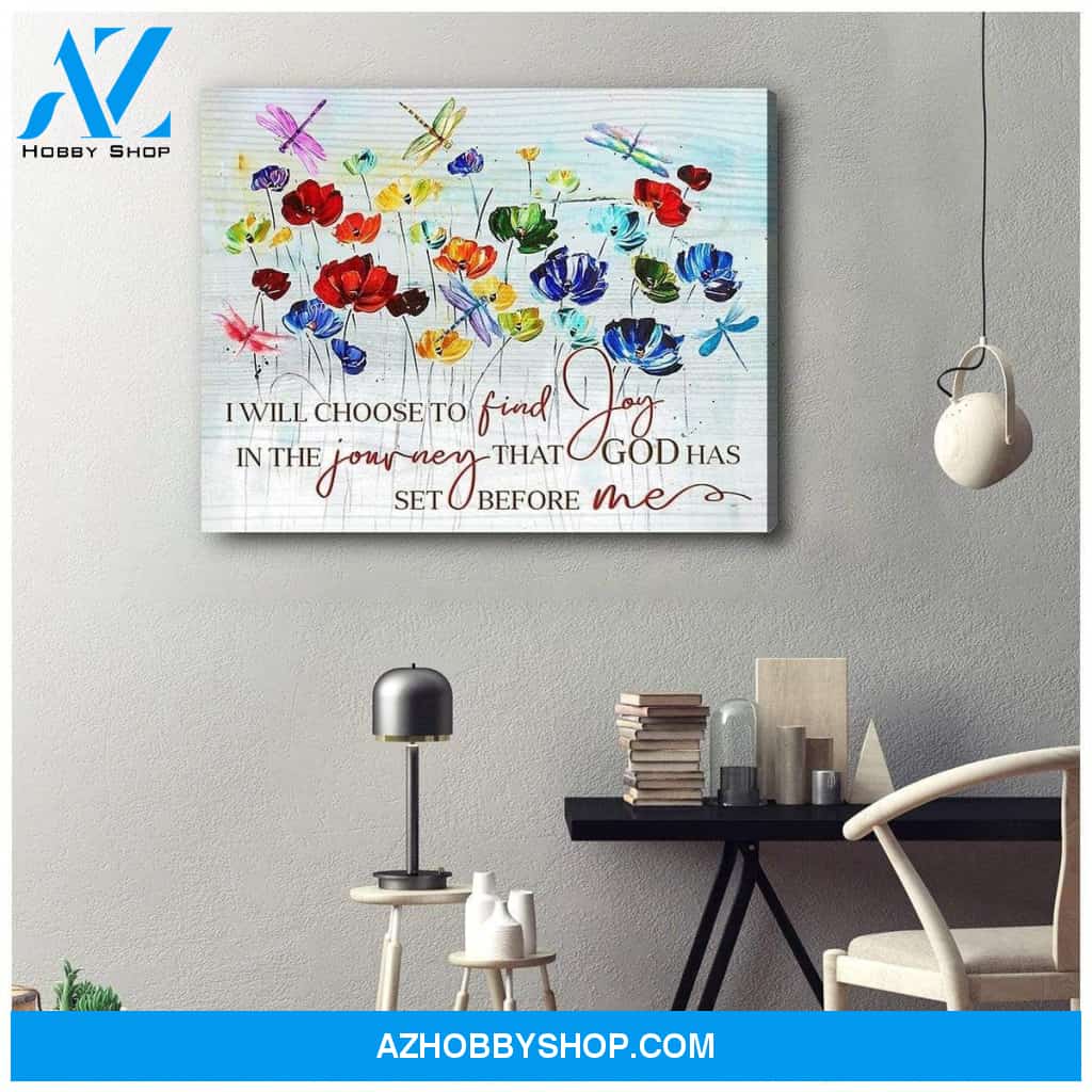 Teemodel Find Joy Dragonfly Wall Art Canvas