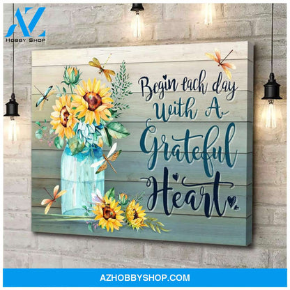 Teemodel Grateful Heart Dragonfly Wall Art Canvas