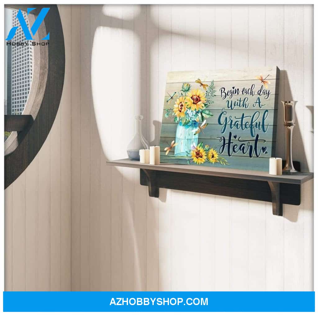 Teemodel Grateful Heart Dragonfly Wall Art Canvas