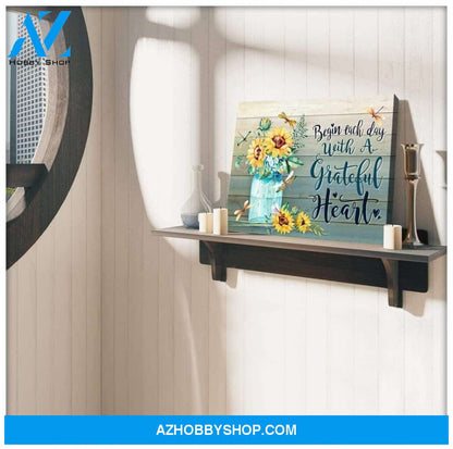 Teemodel Grateful Heart Dragonfly Wall Art Canvas