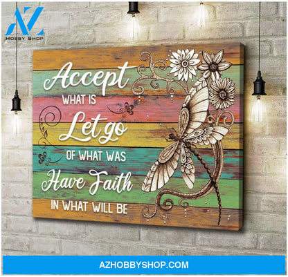 Teemodel Have Faith Dragonfly Wall Art Canvas