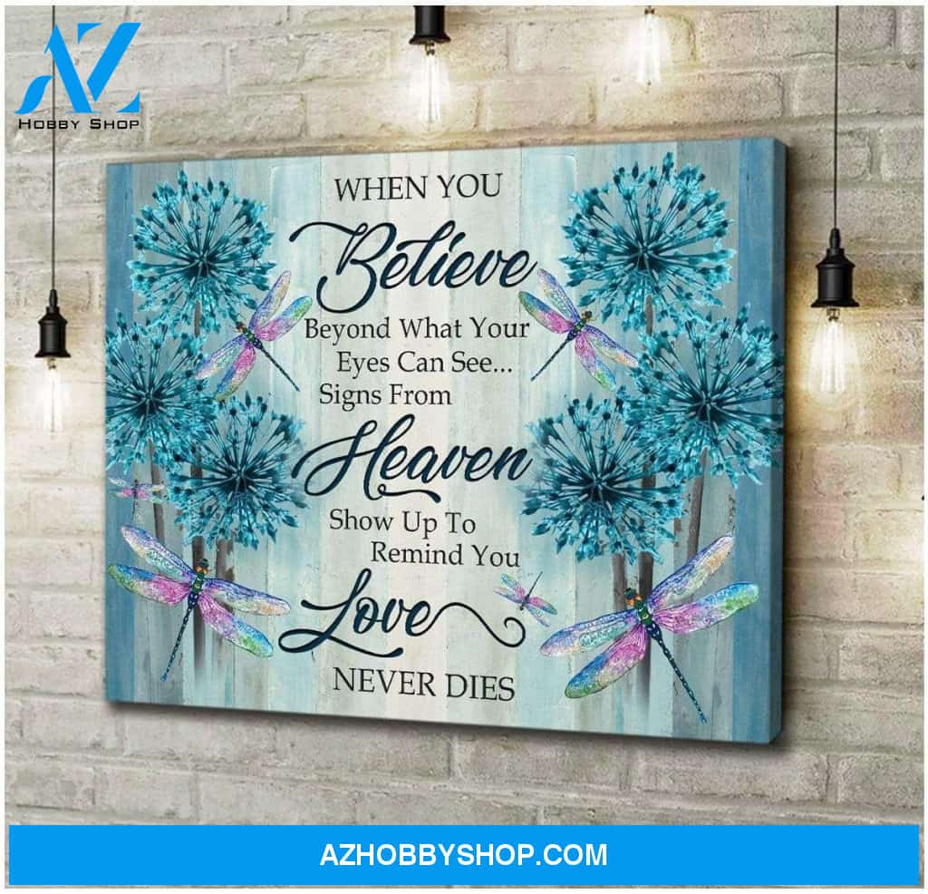 Teemodel Love Never Dies Dragonfly Wall Art Canvas