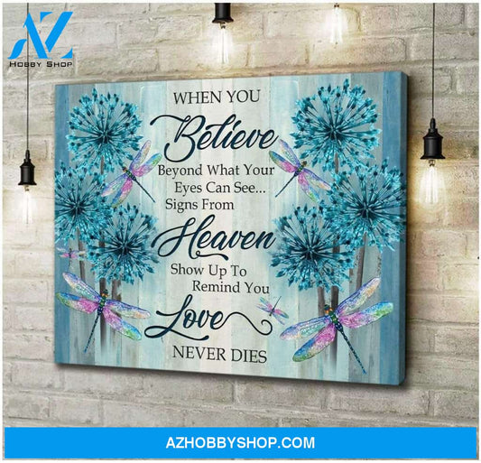 Teemodel Love Never Dies Dragonfly Wall Art Canvas