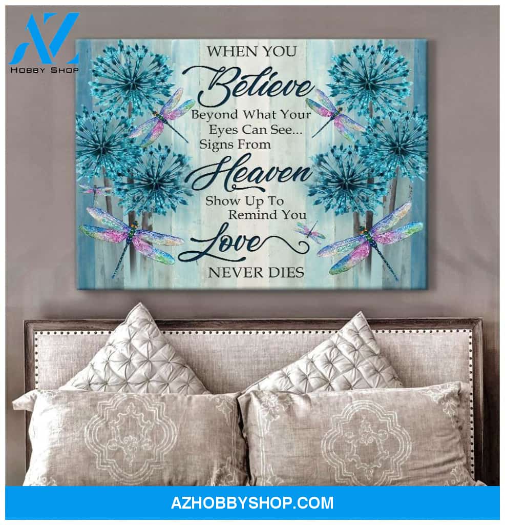 Teemodel Love Never Dies Dragonfly Wall Art Canvas