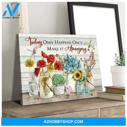 Teemodel Make It Amazing Dragonfly Wall Art Canvas