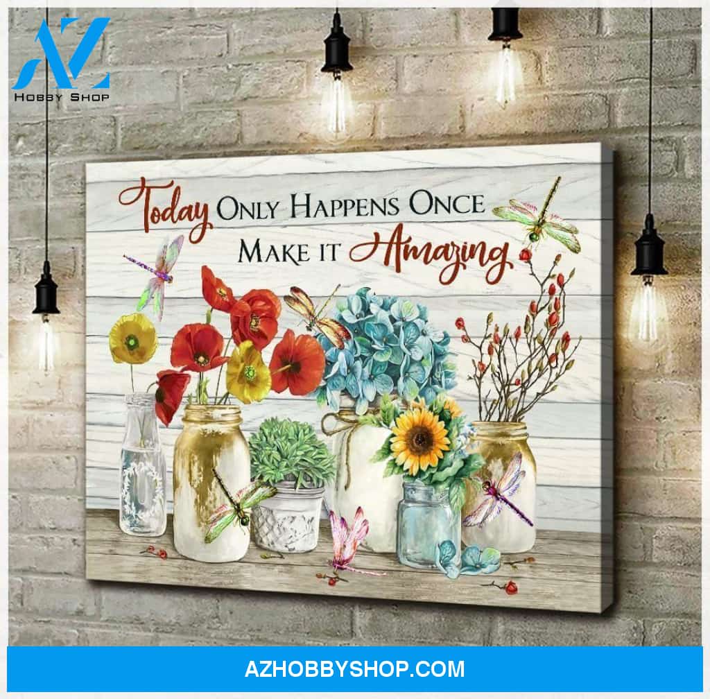 Teemodel Make It Amazing Dragonfly Wall Art Canvas