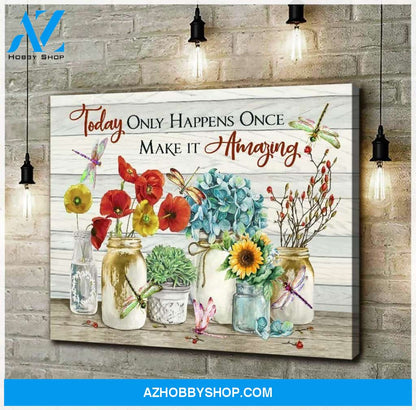 Teemodel Make It Amazing Dragonfly Wall Art Canvas