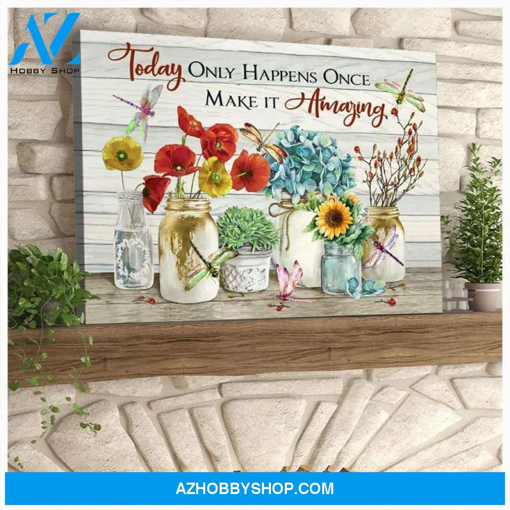 Teemodel Make It Amazing Dragonfly Wall Art Canvas