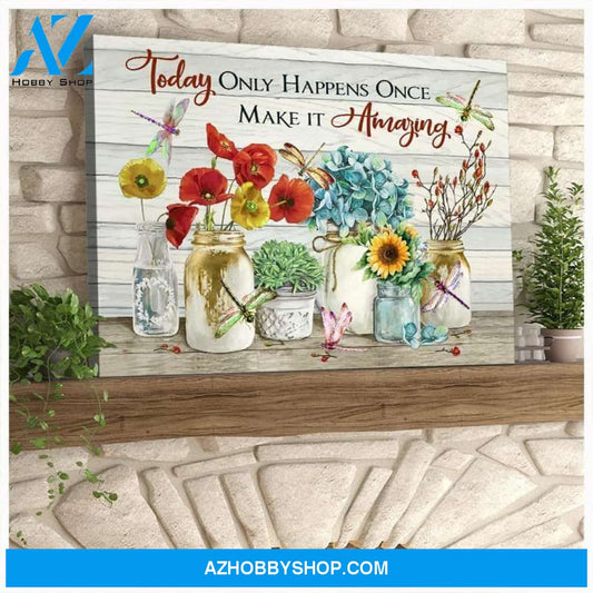 Teemodel Make It Amazing Dragonfly Wall Art Canvas