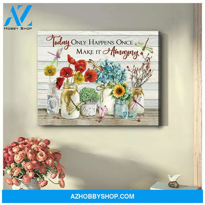 Teemodel Make It Amazing Dragonfly Wall Art Canvas