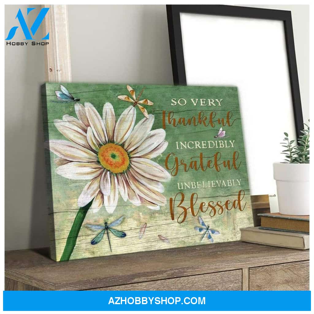 Teemodel So Very Thankful Dragonfly Wall Art Canvas